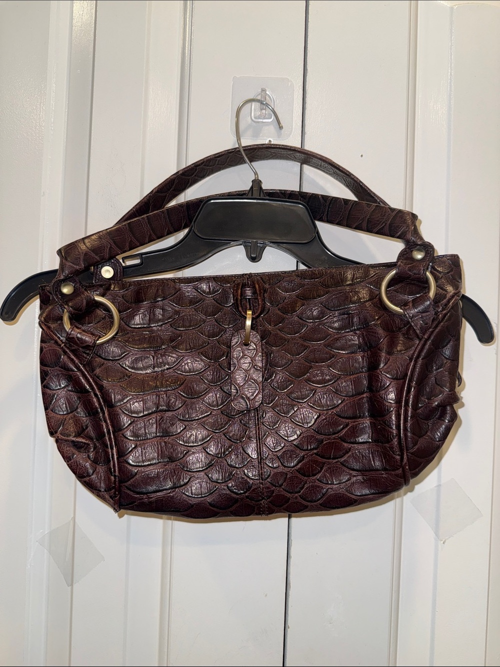 Charles David Dark Brown Textured Shoulder Bag